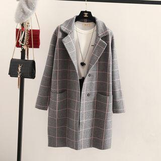Windowpane Check Knit Coat