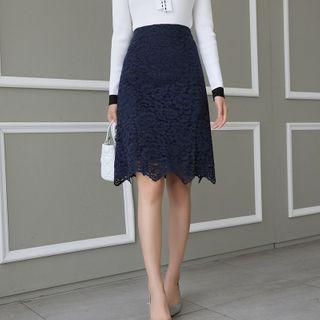 Plain Lace A-line Skirt