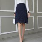 Plain Lace A-line Skirt