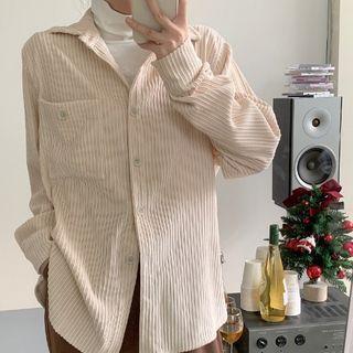 Corduroy Shirt Jacket Milky White - One Size