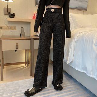 High-waist Gold Velvet Pants
