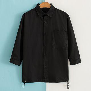 3/4-sleeve Drawstring Hem Shirt