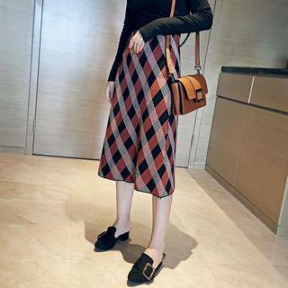Argyle Knit A-line Midi Skirt