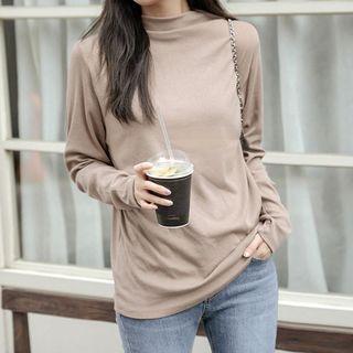 Plus Size Mockneck Textured T-shirt