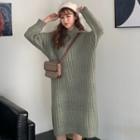 Shawl Collar Midi Sweater Dress