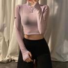 Cropped Turtleneck Top Purple - One Size