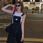 Plain Tank Top / Denim Straight Leg Jumper Pants