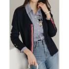 V-neck Contrast Button-trim Cardigan