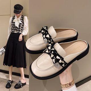 Bow Accent Loafer Mules