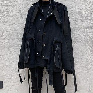 Irregular Ribboned Button Jacket