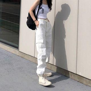Pocket Detail Harem Pants / Belt / Set