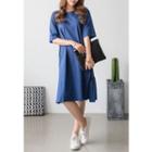 Slit-side Ruffle-hem Midi Dress