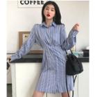 Striped Shirt Dress Stripe - Blue - One Size