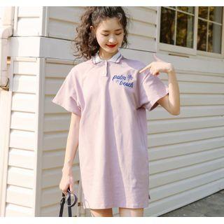 Short-sleeve Lettering Mini Polo Dress
