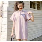 Short-sleeve Lettering Mini Polo Dress