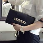 Faux-leather Chain-accent Clutch
