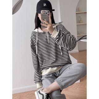 Half-zip Striped Hoodie