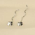 Clover Drop Sterling Silver Ear Stud 1 Pair - White - One Size