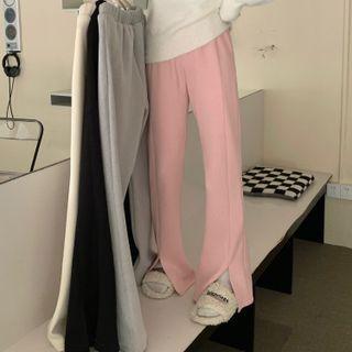 Slit-hem Knit Bootcut Pants