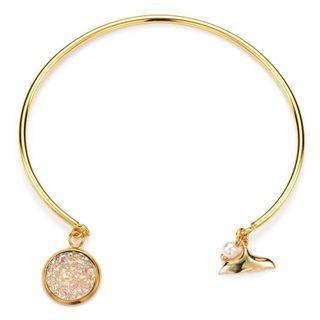 Alloy Mermaid Tail Faux Pearl Open Bangle