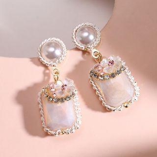 Flower Faux Pearl Alloy Dangle Earring 1 Pair - Gold & Silver & Beige - One Size