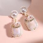 Flower Faux Pearl Alloy Dangle Earring 1 Pair - Gold & Silver & Beige - One Size