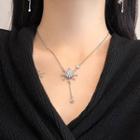 Snowflake Rhinestone Pendant Necklace / Dangle Earring