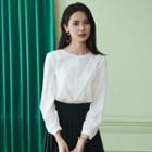 Plain Lace Panel Long Sleeve Top