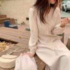 Buttoned Flared Long Dress