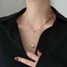 Asymmetric Faux Pearl Pendant Y Necklace