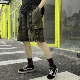 Couple Matching Chain Detail Cargo Shorts