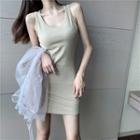 Plain Mini Tank Dress / Mesh Open-front Jacket