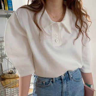 Puff-sleeve Polo Shirt
