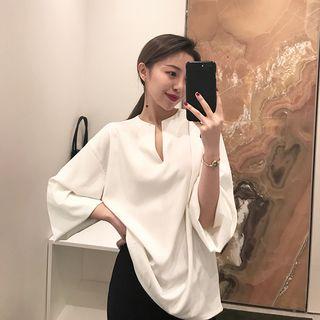 Split Placket Chiffon Blouse