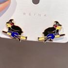 Cartoon Witch Ear Stud 1 Pair - As Shown In Figure - One Size