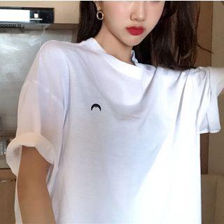 Embroidered Short Sleeve T-shirt White - One Size