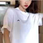Embroidered Short Sleeve T-shirt White - One Size
