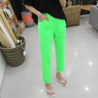 Tall Size Elasticized-waist Neon-colored Pants