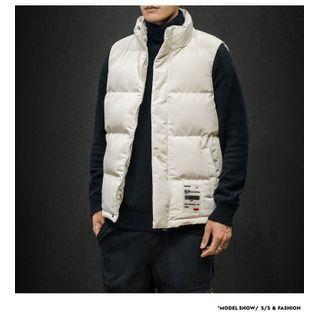 Stand Collar Padded Zip-up Vest
