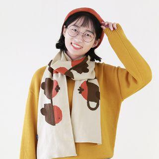 Printed Knit Scarf Almond - One Size
