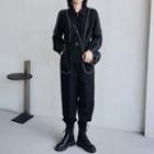 Long Sleeve Contrast Trim Jumpsuit
