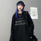 Long-sleeve Rhinestone Heart T-shirt