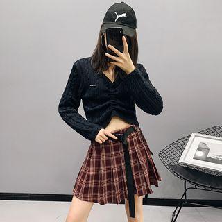 Lightweight Drawstring Crop Sweater