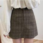 High-waist Plaid Mini A-line Skirt