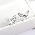 925 Sterling Silver Perforated Butterfly Earring Silver - One Size