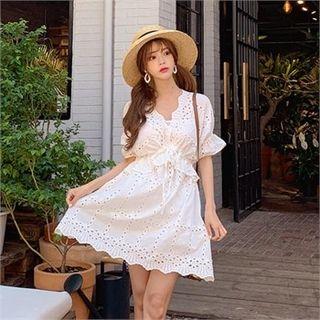 Eyelet Lace Minidress & Slipdress Ivory - One Size