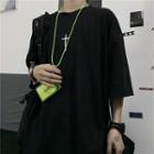Elbow-sleeve Cross Embroidery T-shirt