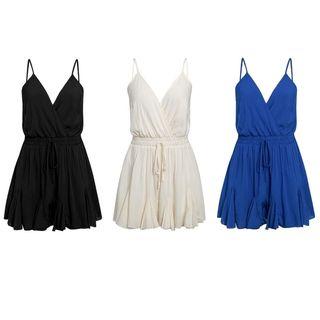 Spaghetti-strap Ruffled Playsuit