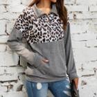 Half-zip Leopard Print Pullover