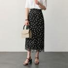 Lace-trim Dotted Midi Skirt